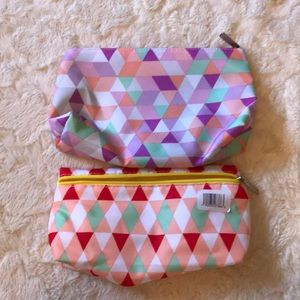 New Clinique Lot of 2 Geometric Print Makeup Bags